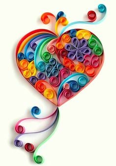 #12 Colorful Heart & Letters Realized Through The Quilling Paper Technique