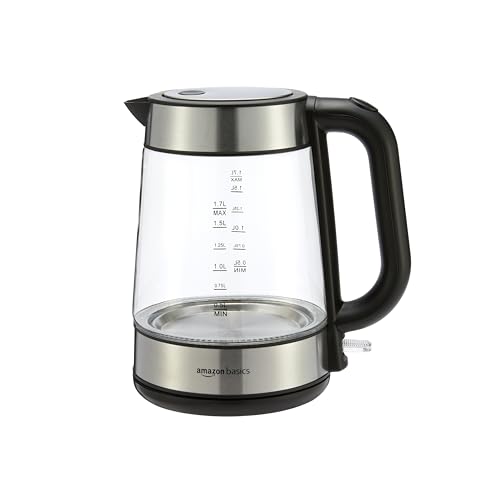 Amazon Basics Electric Kettle with Glass Carafe for Tea and...