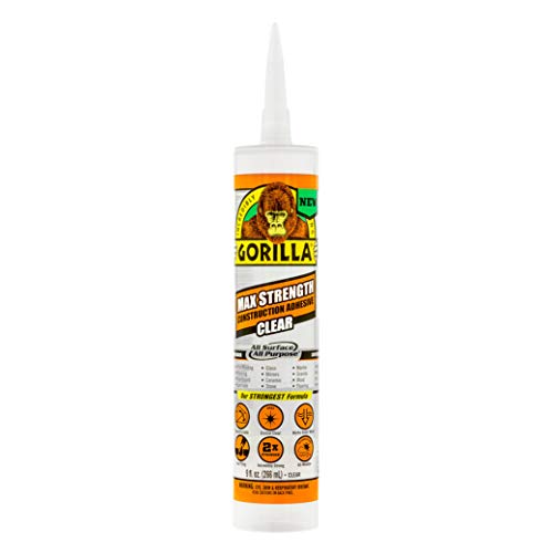 Gorilla Max Strength Construction Adhesive, Clear Glue, 9...