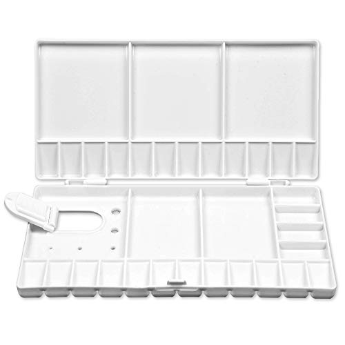 33 Compartments Portable White Watercolor Paint Palette Case...