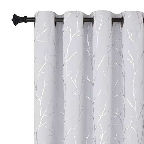 BUHUA White Black Out Curtains 63 Inch Long 2 Panels,...