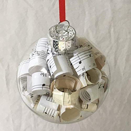 Sheet Music Glass Christmas Tree Ornament