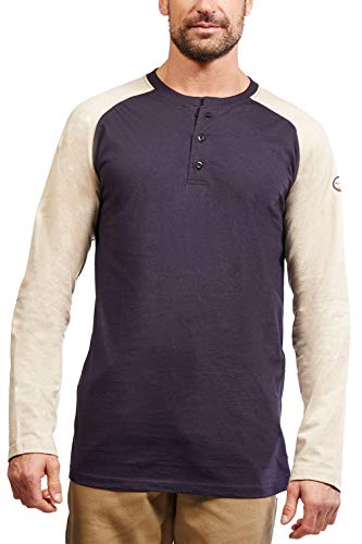Rasco FR Men's Two-Tone Henley Khaki/Navy T-Shirt | 7.1 oz...