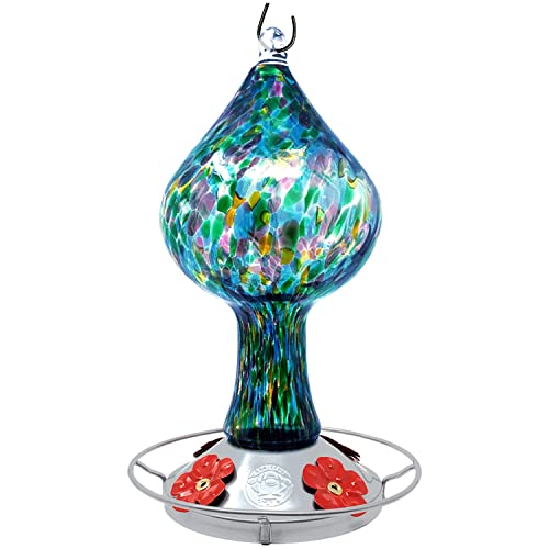 Hummingbird Feeder by Grateful Gnome - Large Hand Blown...