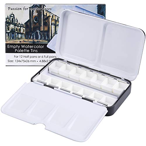 MYARTOOL Watercolor Tin Palette, Metal Empty Paint Case with...