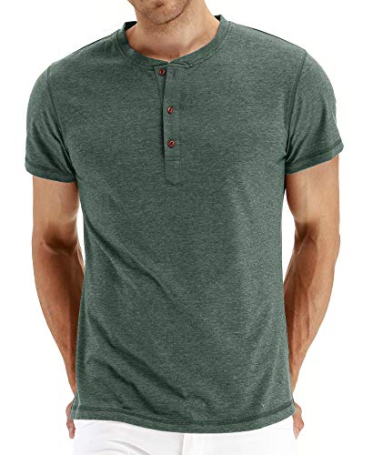 PEGENO Men's Casual Slim Fit Short Sleeve Henley T-Shirts...