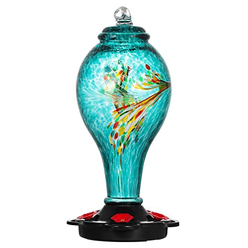 LUJII Hummingbird Feeder, Hand Blown Glass Hummingbird...