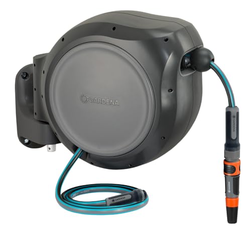 GARDENA (20505) Retractable Garden Hose Reel US Hose Threads...