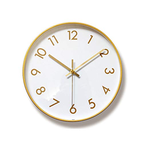 Foyou 12 Inch Silent Metal Frame Decorative Wall Clock...