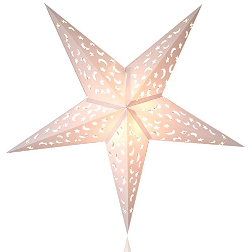 Happy Sales HSSL-FMWHTA Frozen Moon Paper Star Lantern...