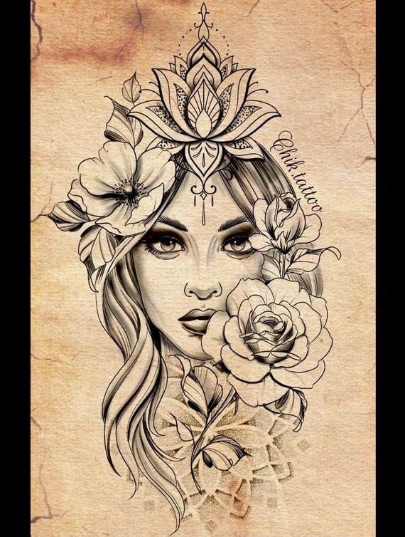 Woman Framed by Flowers