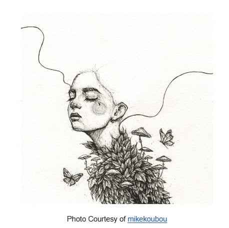Woman With Leaves