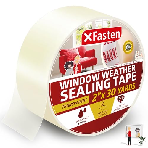 XFasten Transparent Window Weather Sealing Tape, 2-Inch x 30...