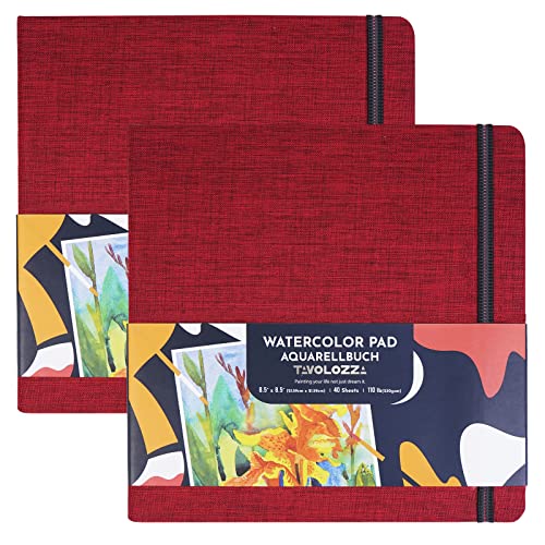 TAVOLOZZA 8.5' x 8.5' Watercolor Sketchbook, Pack of 2 (80...