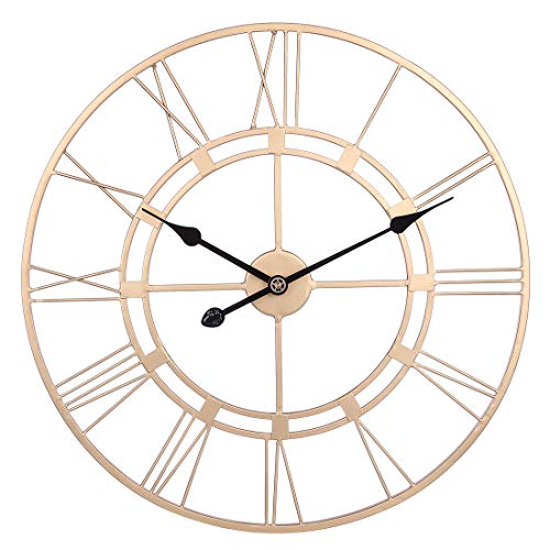 RuiyiF 24 Inch Wall Clock Silent Battery Operated Metal...