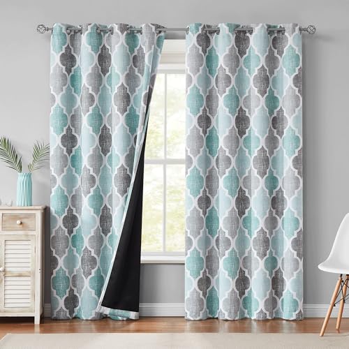 Beauoop 100% Blackout Curtains 108 Inches Long 2 Panels for...