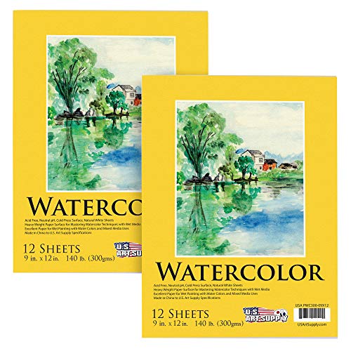 U.S. Art Supply 9' x 12' Premium Heavyweight Watercolor...