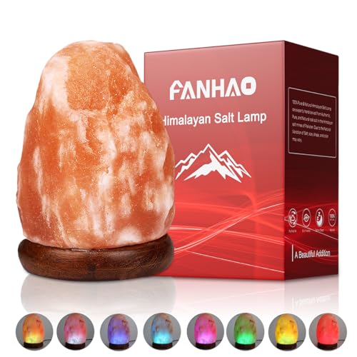 FANHAO Himalayan Salt Lamp with 8 Colors Changing, 100%...