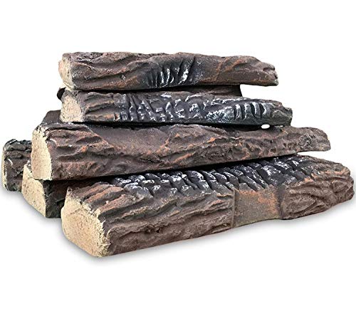 Regal Flame 10 Piece Set of Ceramic Wood Large Gas Fireplace...