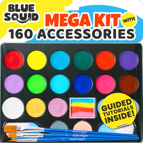 Face Painting Kit for Kids - 28 Colors - Blue Squid Face...
