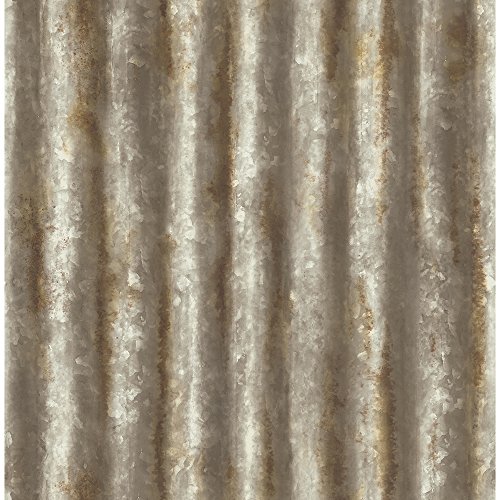 A-Street Prints 2701-22334 Rust Corrugated Metal Wallpaper,...