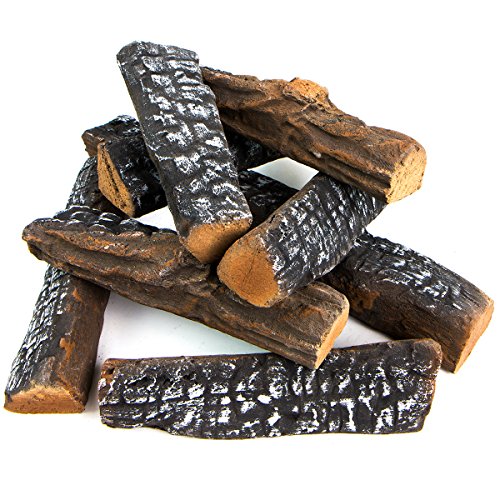 Barton 10-Pieces Ceramic Logs Set Gas Vented Fireplace...